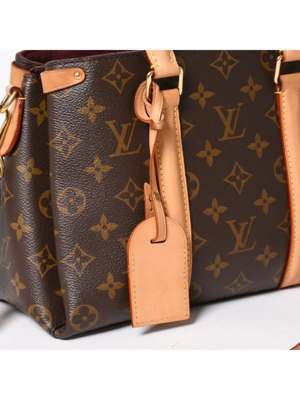 Louis Vuitton Soufflot BB Monogram Handbag Canvas Vachetta Leather Brown